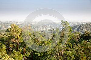 Panorama of Fruska gora mountains and the city of Vrdnik, from a top of a hill