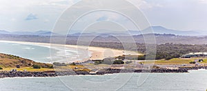 Panorama of Gallows Beach at Coffs Harbour,