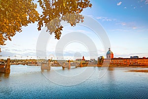 Panorama of Garonne river embankment in Toulouse photo