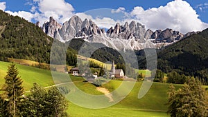 Panorama of Geisler (Odle) Dolomites Group