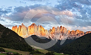 Panorama of Geisler (Odle) Dolomites Group