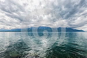 Panorama of Geneva lake near Montreux photo