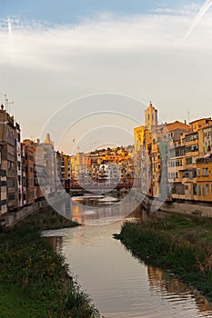 Panorama of Gerona, Costa Brava, Catalonia, Spain.