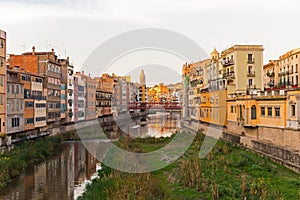 Panorama of Gerona, Costa Brava, Catalonia, Spain.