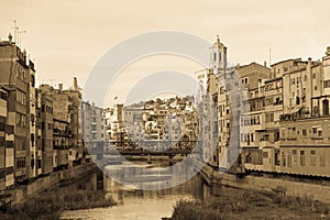 Panorama of Gerona, Costa Brava, Catalonia, Spain.