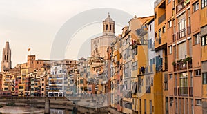 Panorama of Gerona, Costa Brava, Catalonia, Spain.