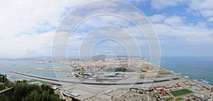 Panorama of Gibraltar with airport