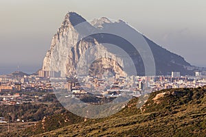 Panorama of Gibraltar seen from La Linea de la Concepcion photo