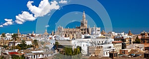 Panorama of Giralda and Seville Cathedral, Spain