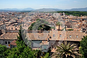 Panorama of Girona in Catalonia, Spain