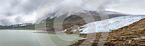 Panorama of the glacier Svartisen in Norway