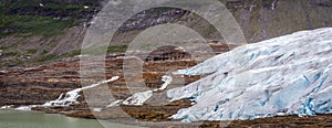 Panorama of the glacier Svartisen in Norway