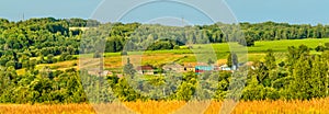 Panorama of Glazovo, a typical village on the Central Russian Upland, Kursk region of Russia