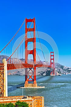 Panorama of the Gold Gate Bridge and the other side of the bay. San Francisco