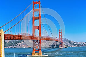 Panorama of the Gold Gate Bridge and the other side of the bay. San Francisco