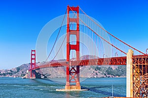 Panorama of the Gold Gate Bridge and the other side of the bay. San Francisco