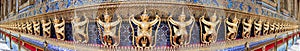 Panorama of Golden demon statue temple decoration