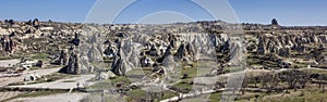 Panorama of Goreme National Park and the Rock Sites of Cappadocia, volcanic landscape UNESCO World Heritage site . Turkey