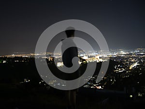 Panorama of Granada and Alhambra at Night as seen from Sacromonte Hill, Spain