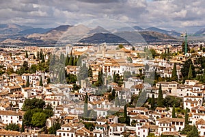 Panorama of Granada, Andalusia, Spain, and the Sierra Nevada