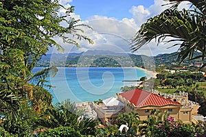 Panorama of Grand Anse beach in Grenada photo