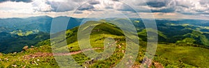 Panorama of great Carpathian water dividing ridge