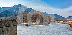 Panorama of Great Wall at Nine Water Gates section