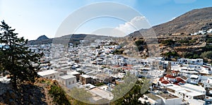 Panorama of the Greek town of Lindos, Rhodes Island