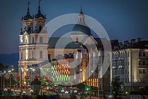 Panorama of Grodno at night