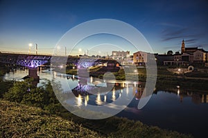 Panorama of Grodno at night