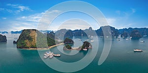 Panorama of Halong Bay Vietnam. Panoramic view of Ha Long