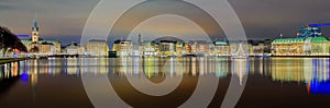 Panorama of Hamburg Hanseatic port city Germany Europe.