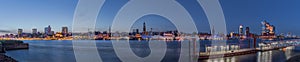 Panorama of Hamburg Hanseatic port city Germany Europe.