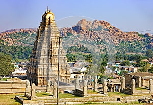 Panorama of Hampi, view of the Virupaksha temple