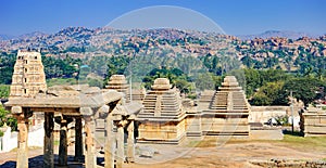 Panorama of Hampi, view of the Virupaksha temple