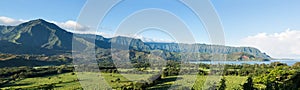 Panorama of Hanalei on island of Kauai photo