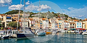 Panorama of the harbor of Cassis on the French Riviera France