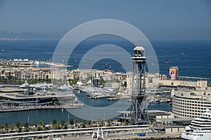 Panorama of the harbour in Barcelona, the capital of the autonomy of Catalonia. Spain