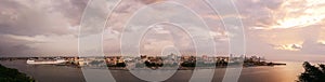 Panorama Of Harbour In La Habana Cuba At Sunset