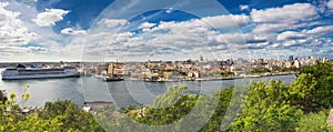 Panorama of Havana with cruise ship moored in port