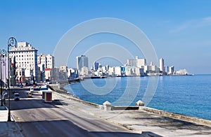 Panorama of Havana's famous embankment promenade.