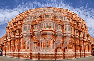 Panorama of Hawa Mahal Palace (Palace of Winds), famous landmark