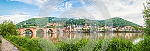 Panorama of Heidelberg made from side of Neckar river, Germany