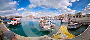 View of Heraklion harbour from the old venetian fort Koule, Crete, Greece