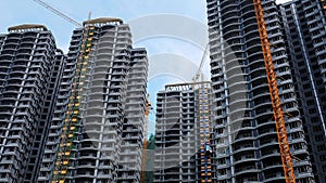 Panorama of a high-rise building under construction