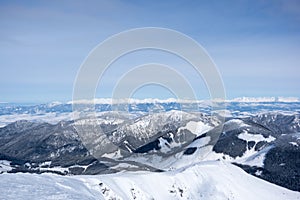 Panorama of High Tatras, view from Chopok mountain, Jasna, Low T