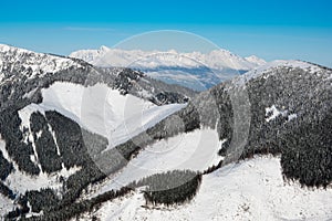 Panorama of High Tatras, view from Chopok mountain, Jasna, Low T