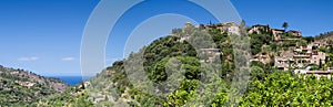 Panorama of the hilltop village of Deia