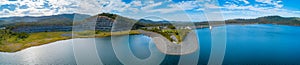 Panorama of Hinze Dam and lake.