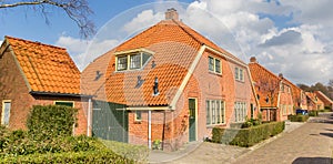 Panorama of historic farm houses in the Oosterpark neighbourhood of Groningen